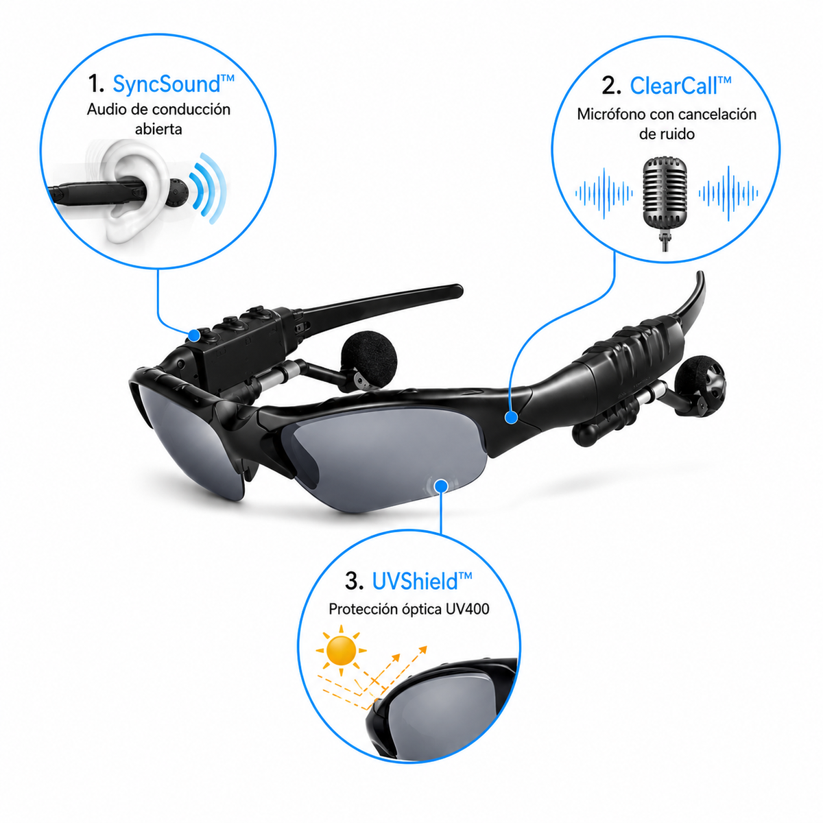 Auvix - Lentes bluetooth con audífonos