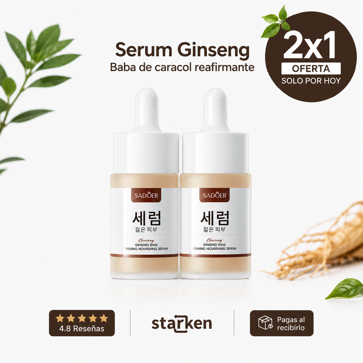Sérum Facial Ginseng Caracol Reafirmante