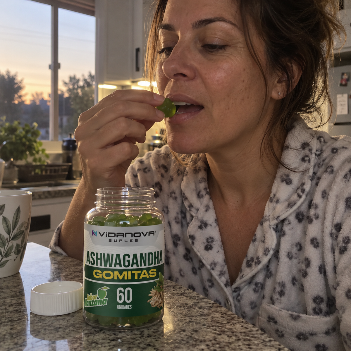 Escena publicitaria de uso de Ashwagandha Gomitas