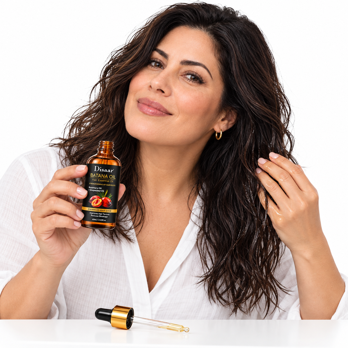 Disaar Batana Oil: cuidado del cabello seco y opaco, escena publicitaria