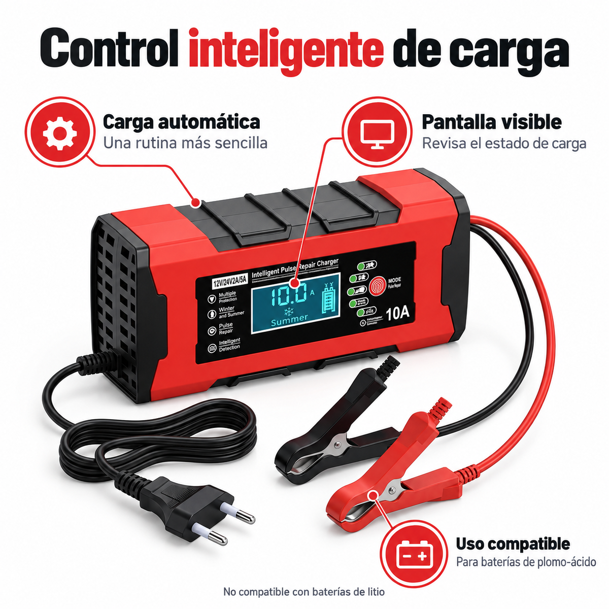 Cargador automático de batería · mecanismo unico