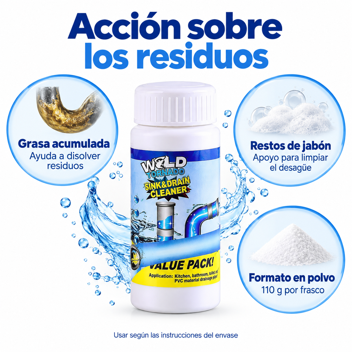 Polvo Washed Max · mecanismo unico