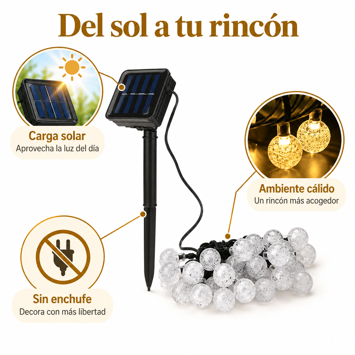 Luz solar esférica 3 metros · mecanismo unico