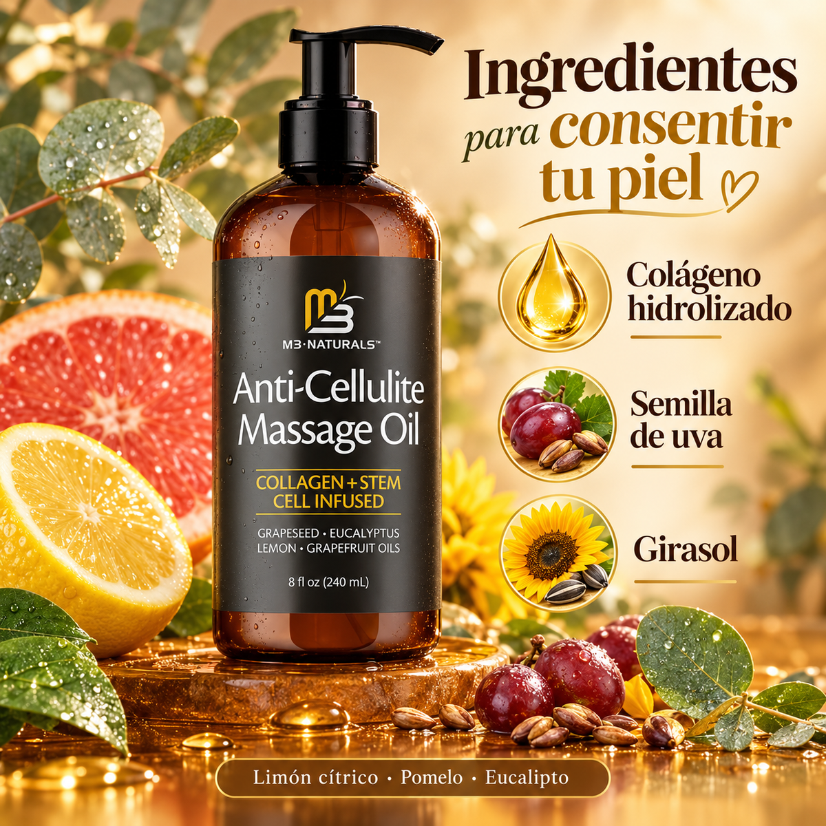 Aceite M3 para celulitis y piel flácida · ingredientes-maestros
