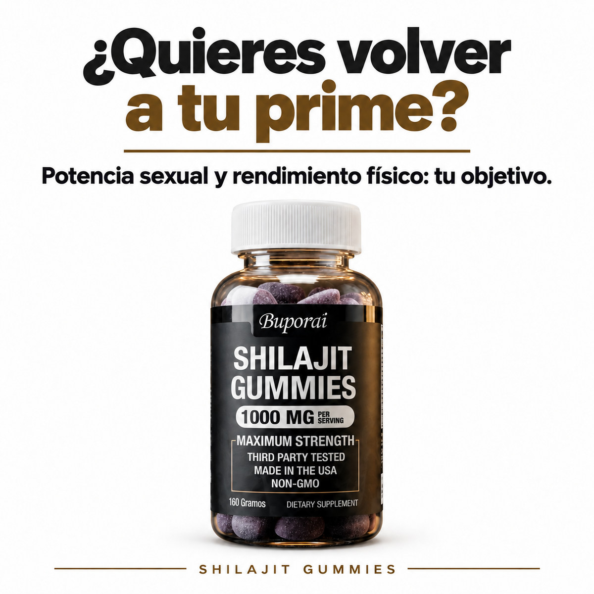 Shilajit Gummies Buporai · objetivo potencia sexual y rendimiento físico