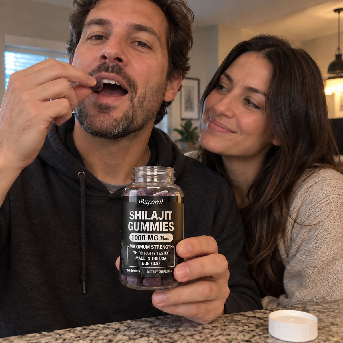 Escena publicitaria de Shilajit Gummies · 07-solucion